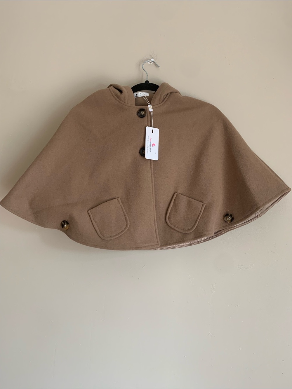 NWT EVERWEEKEND Toddler Hooded Cape Coat Brown 4t Girls Outerwear